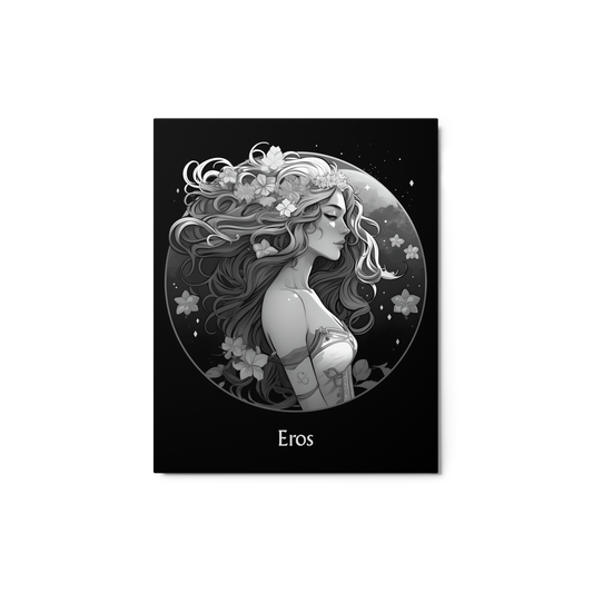 Eros' Desire - Black and White Hanging Wall Art High Quality Metal Print DrawDadDraw
