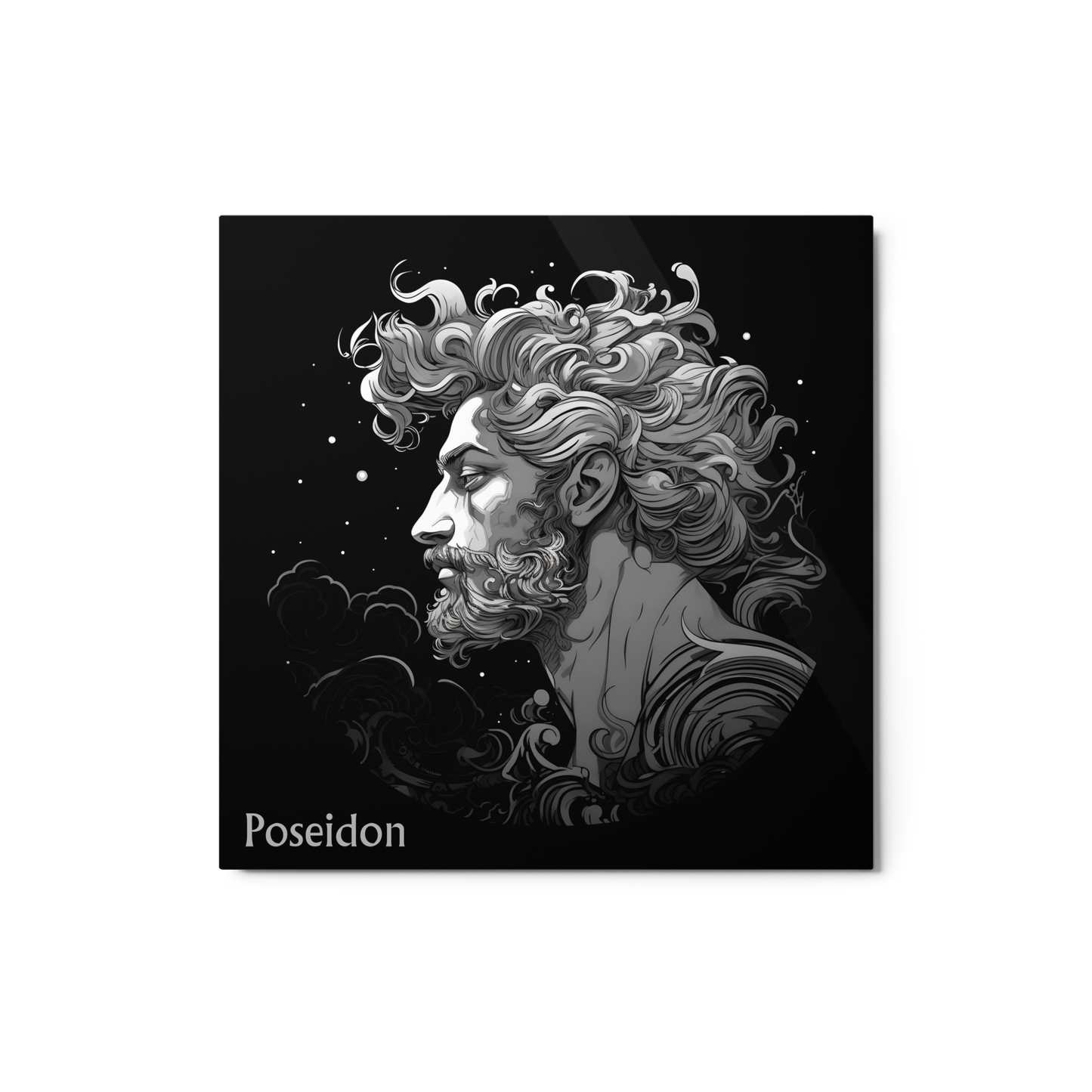 Poseidon's Dominion — Black & White Metal Print