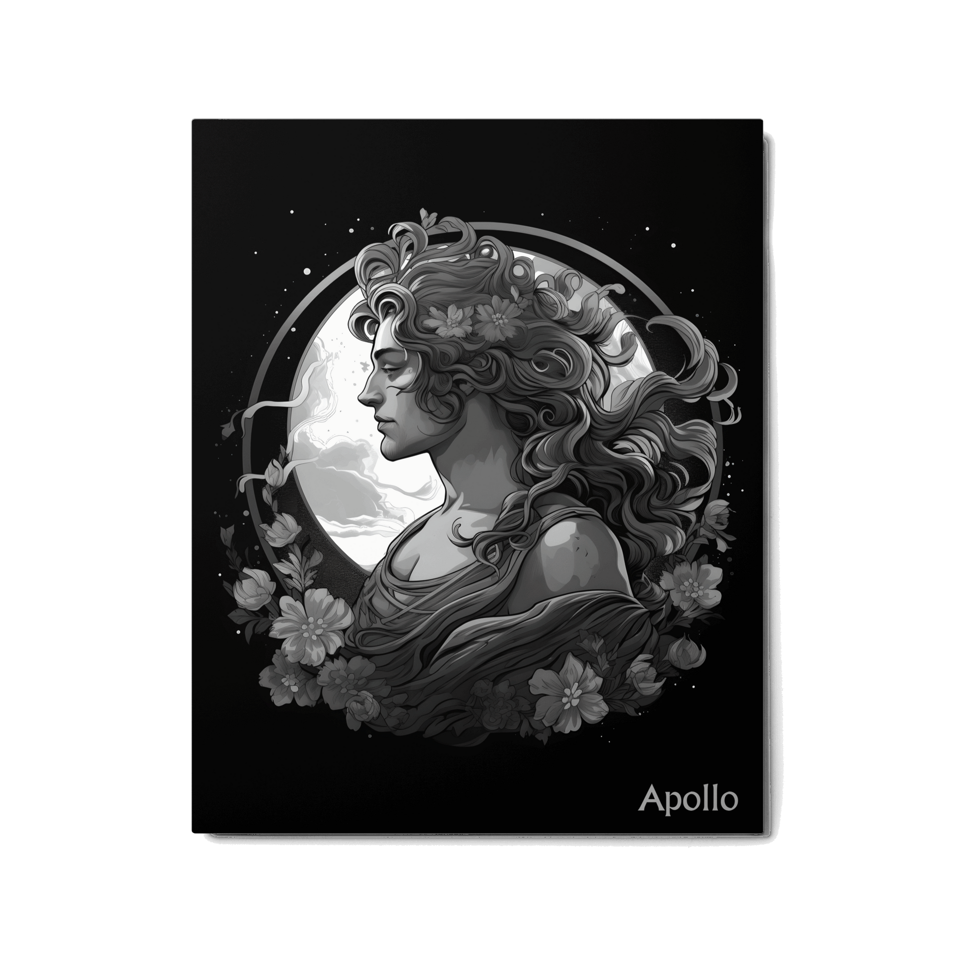 Apollo's Luminance - Black and White Hanging Wall Art High Quality Metal Print DrawDadDraw