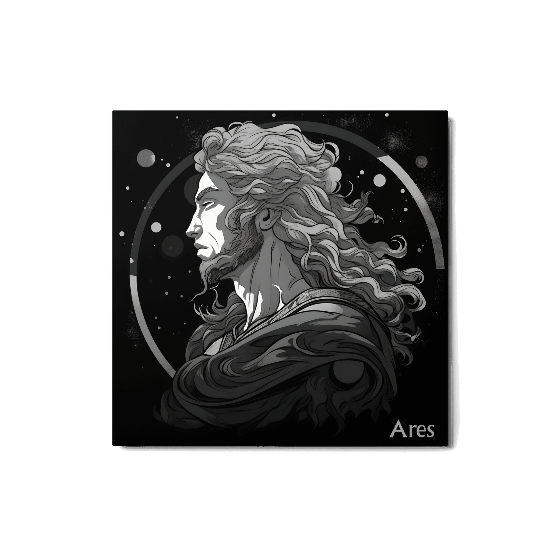 Ares' Courage - Black and White Hanging Wall Art High Quality Metal Print DrawDadDraw
