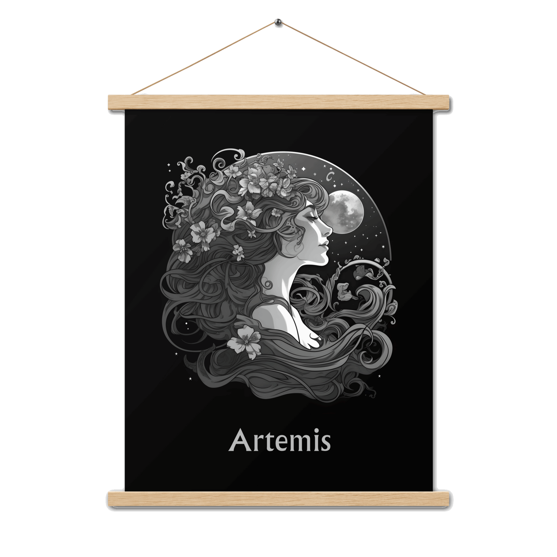Artemis' Perception - Black and White Hanging Wall Art High Quality Matte Poster DrawDadDraw