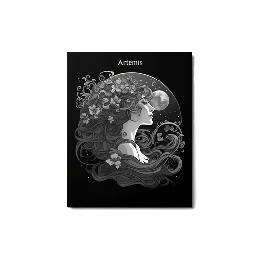 Artemis' Perception - Black and White Hanging Wall Art High Quality Metal Print DrawDadDraw