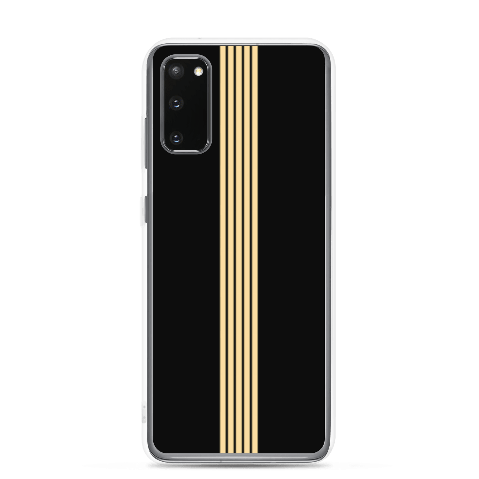 Classic Black with Gold Stripes - Samsung Scratch-Resistant Clear Phone Case DrawDadDraw