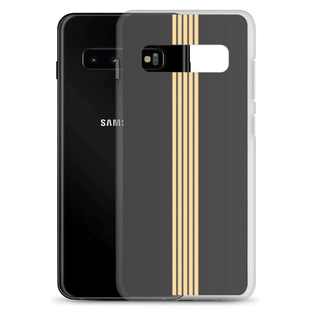 Classic Cool Grey with Gold Stripes - Samsung Scratch-Resistant Clear Phone Case DrawDadDraw