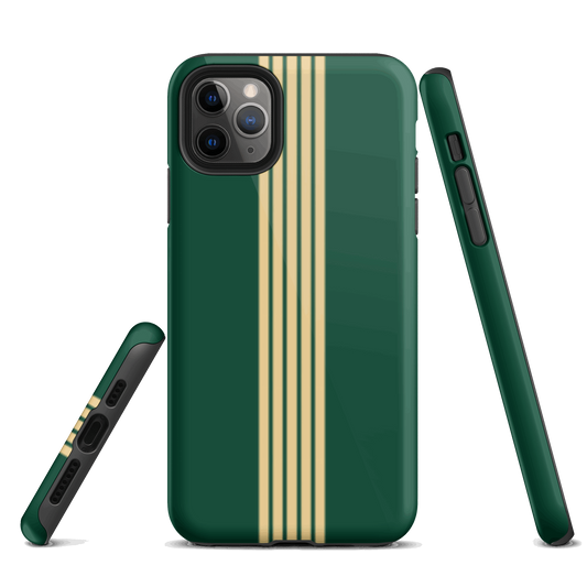 Classic Green with Gold Stripes - iPhone Dual-layer protection Tough Phone Case DrawDadDraw