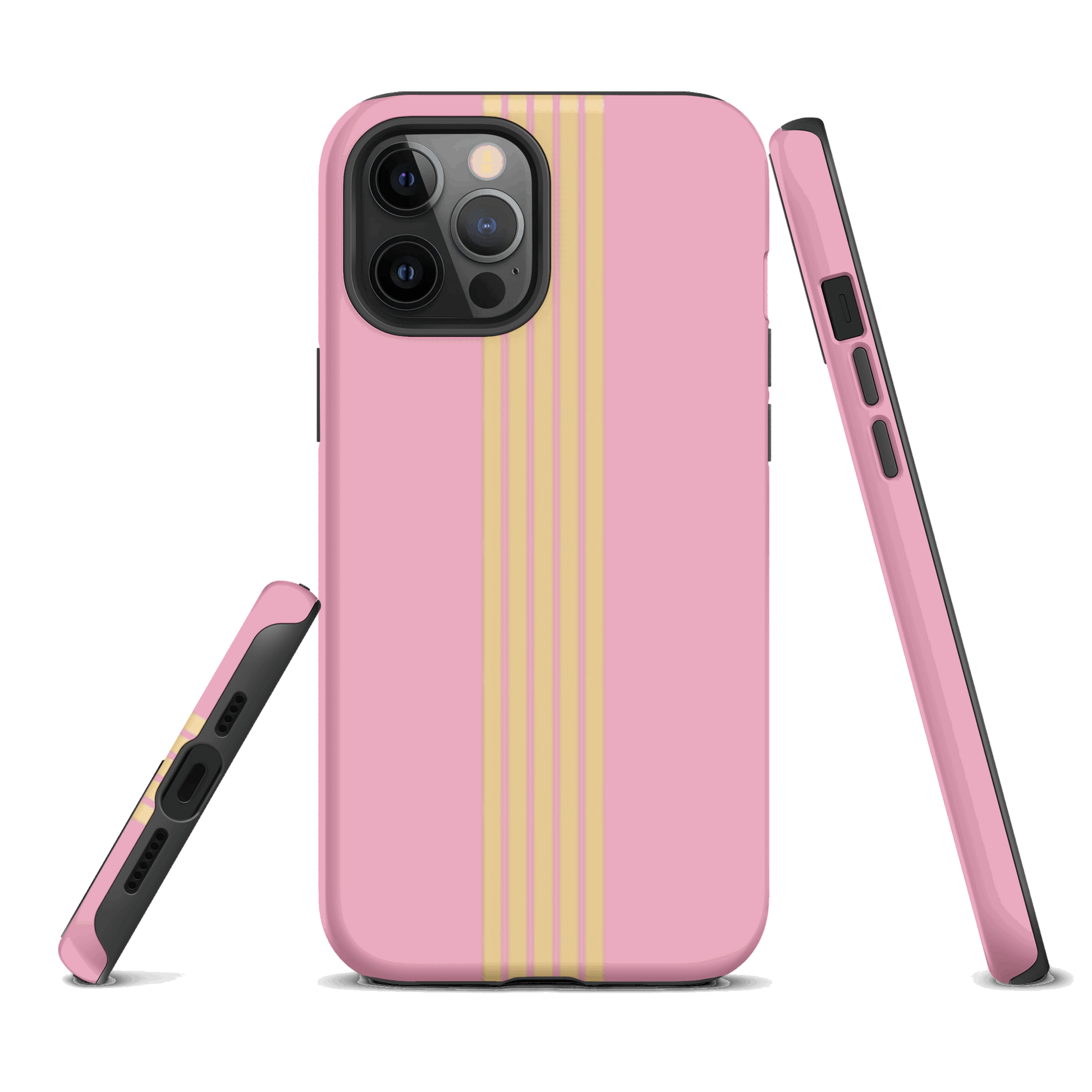 Classic Pink with Gold Stripes - iPhone Dual-layer protection Tough Phone Case DrawDadDraw