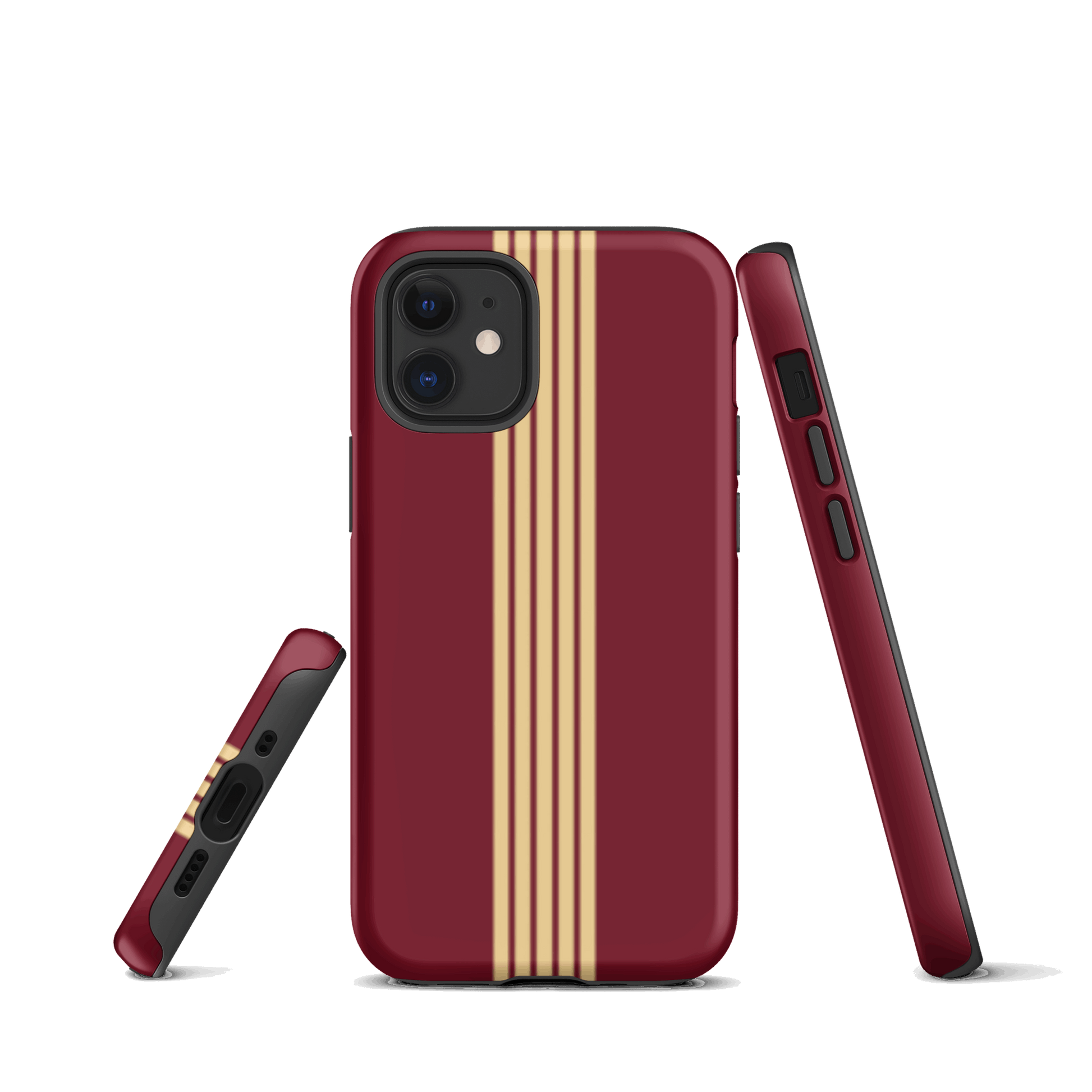 Classic Red with Gold Stripes - iPhone Dual-layer protection Tough Phone Case DrawDadDraw
