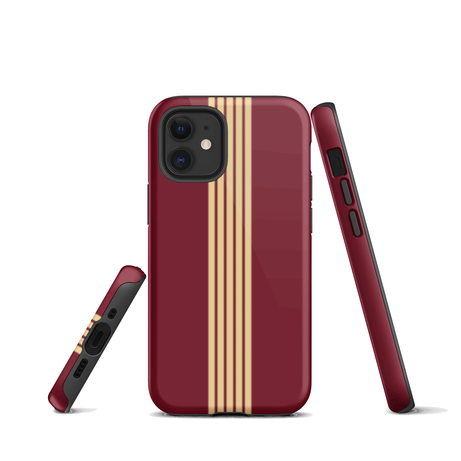Classic Red with Gold Stripes - iPhone Dual-layer protection Tough Phone Case DrawDadDraw