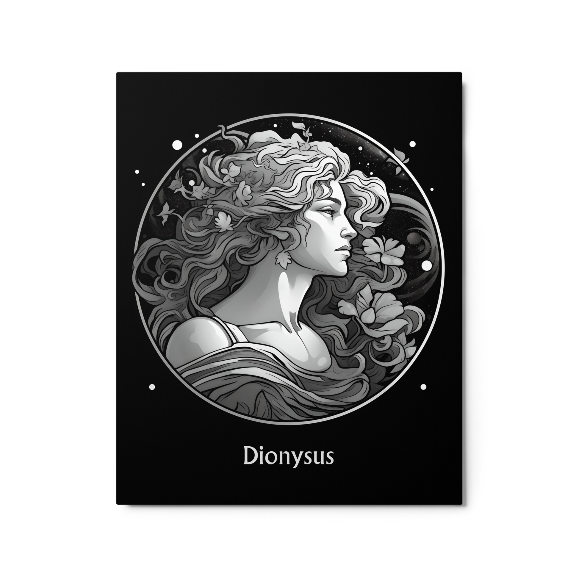 Dionysus' Ecstacy - Black and White Hanging Wall Art High Quality Metal Print DrawDadDraw