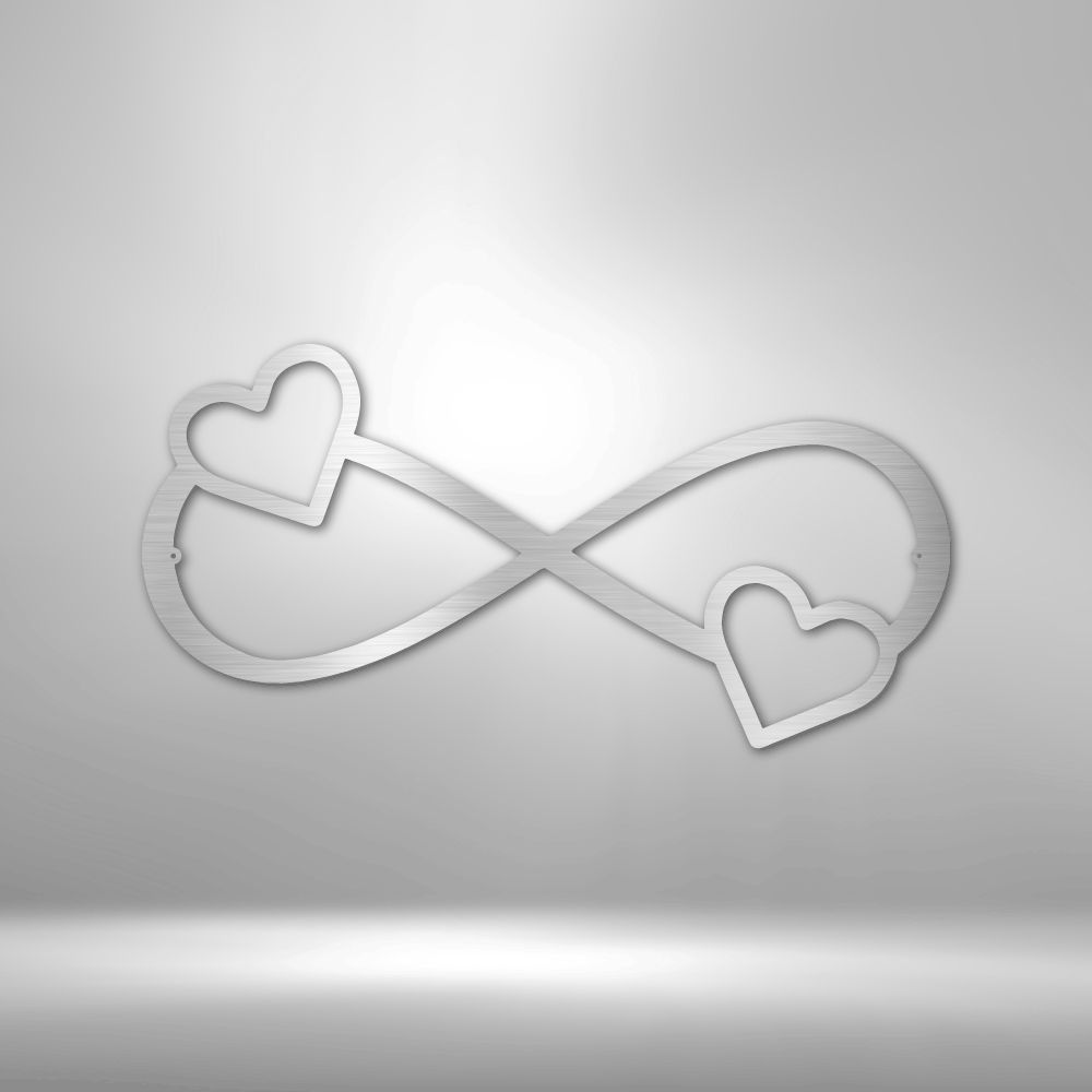 Double Heart Infinity - 16-Gauge Mild Steel Sign DrawDadDraw