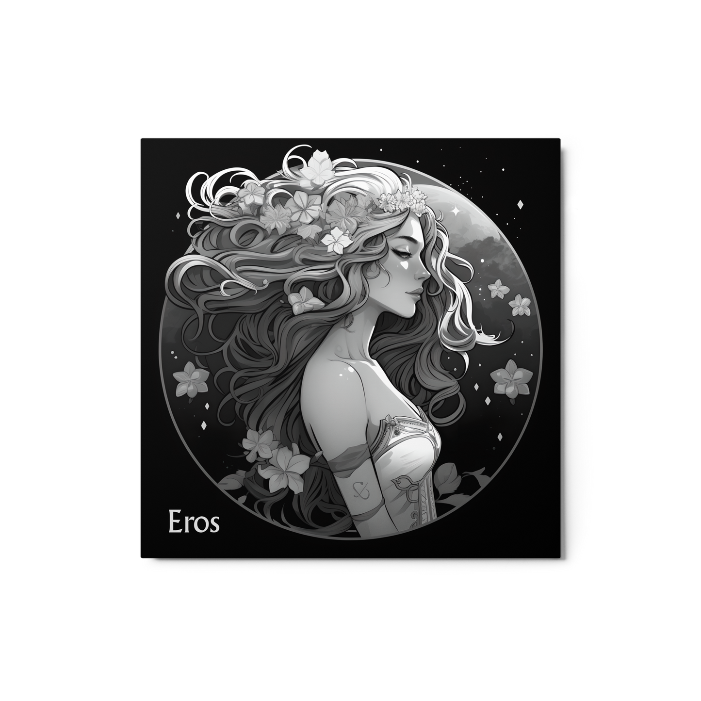 Eros' Desire - Black and White Hanging Wall Art High Quality Metal Print DrawDadDraw