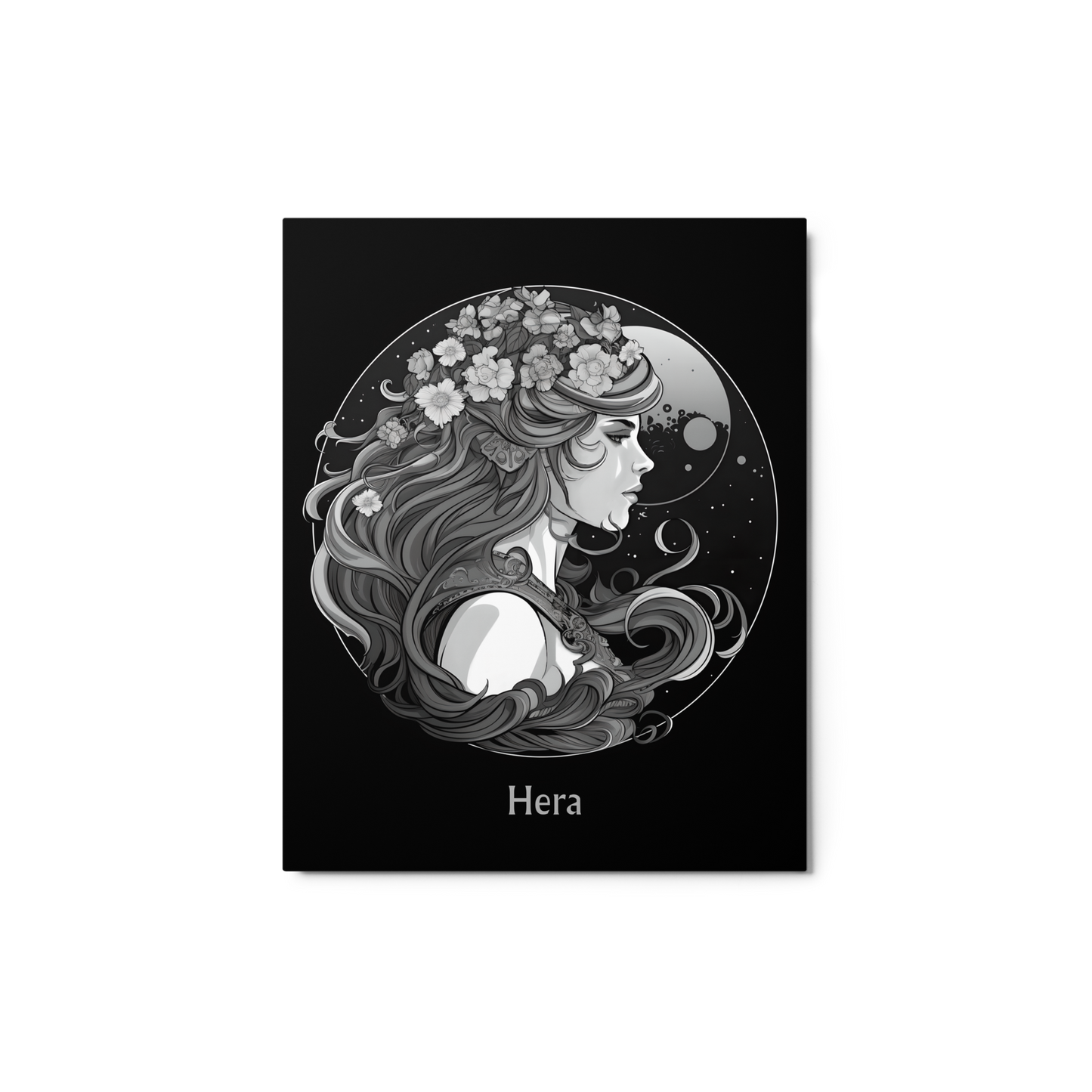 Hera's Devotion - Black and White Hanging Wall Art High Quality Metal Print DrawDadDraw