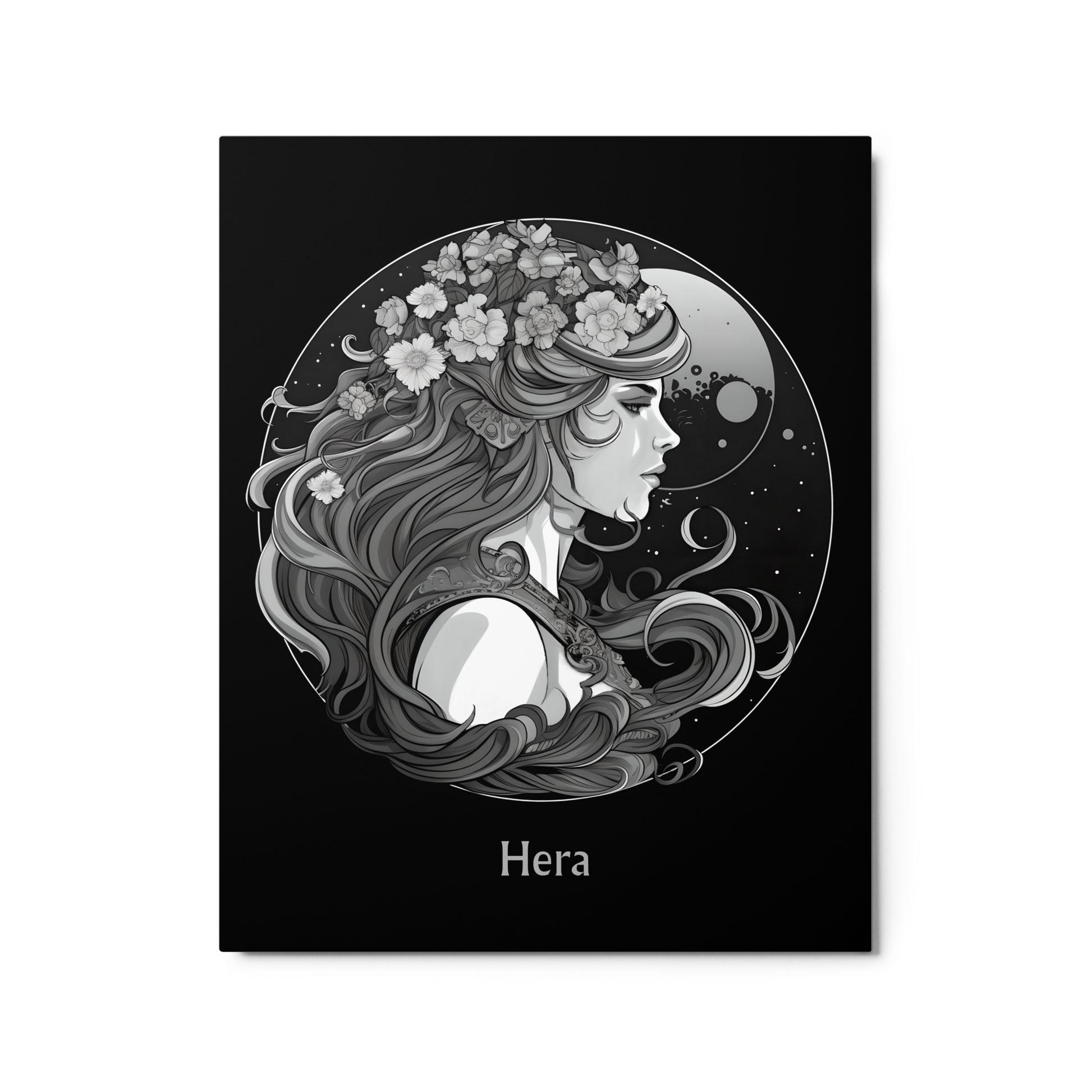 Hera's Devotion - Black and White Hanging Wall Art High Quality Metal Print DrawDadDraw