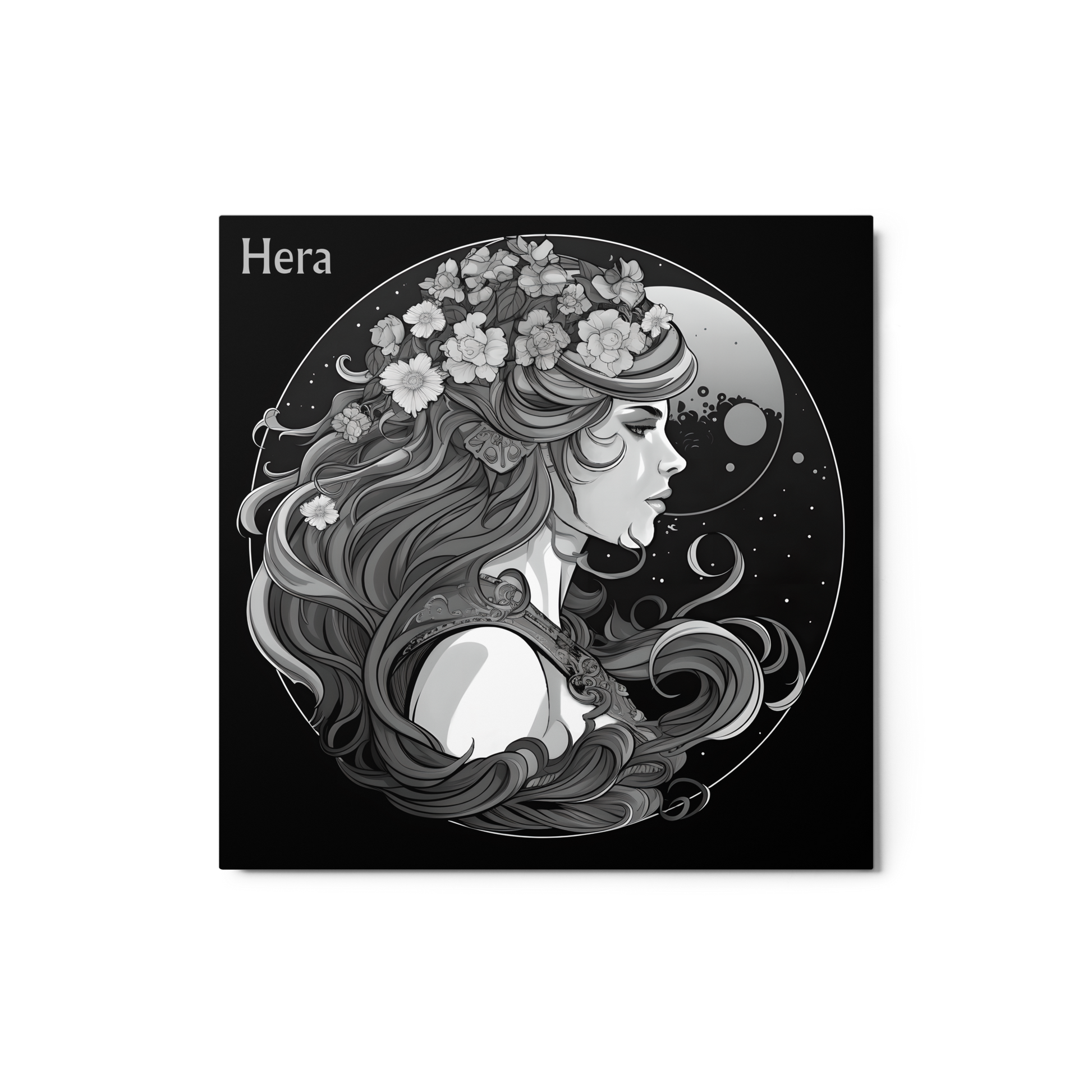 Hera's Devotion - Black and White Hanging Wall Art High Quality Metal Print DrawDadDraw