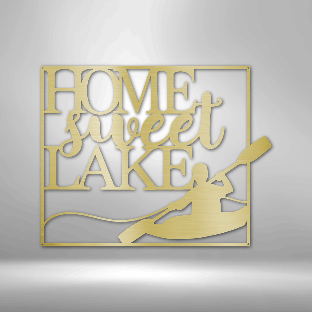 Home Sweet Lake Kayaking - 16-gauge Mild Steel Sign DrawDadDraw