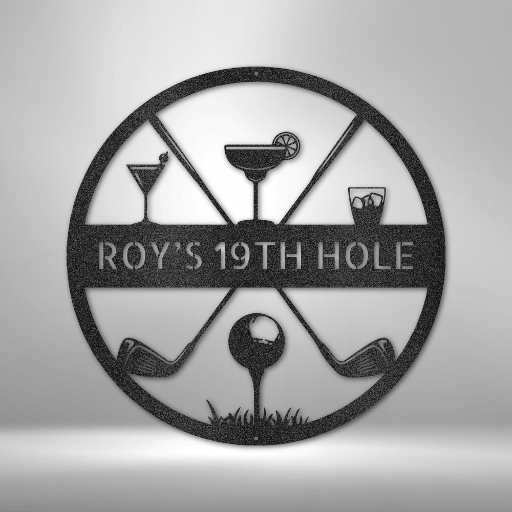 Personalized 19th Hole Golfer - 16-gauge Mild Steel Sign DrawDadDraw