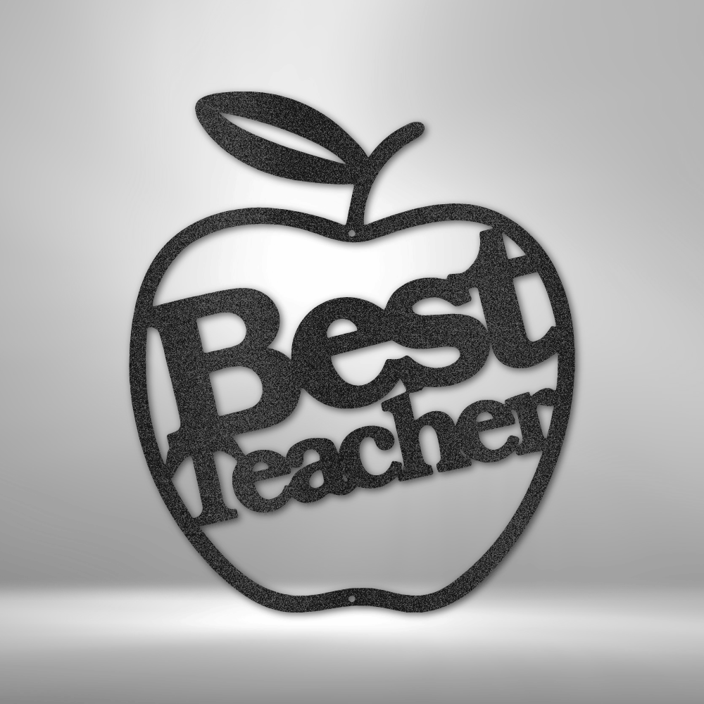 Personalized Best Teacher Apple - 16-gauge Mild Steel Sign DrawDadDraw