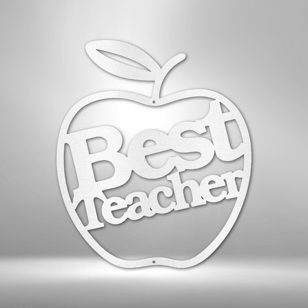 Personalized Best Teacher Apple - 16-gauge Mild Steel Sign DrawDadDraw