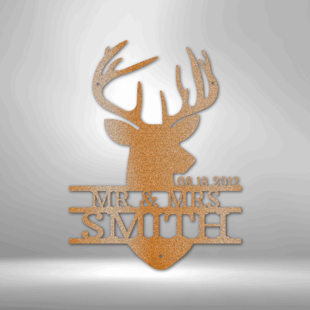 Personalized Deer Head Monogram - 16-gauge Mild Steel Sign DrawDadDraw