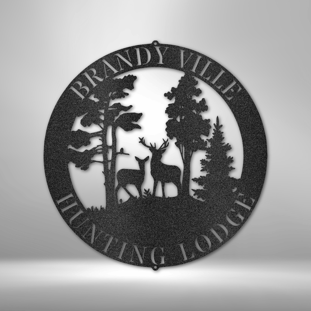 Personalized Deer Scene - 16-gauge Mild Steel Sign DrawDadDraw
