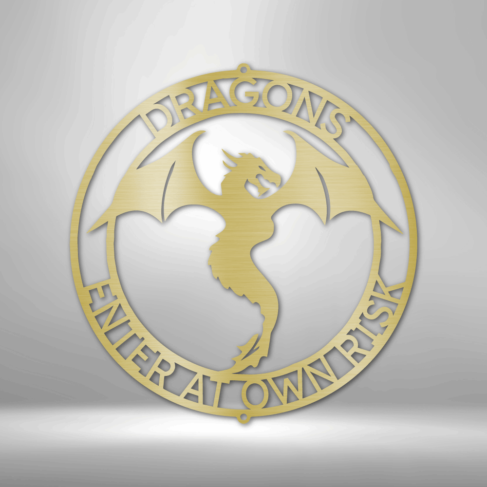 Personalized Dragon Ring Monogram - 16-gauge Mild Steel Sign DrawDadDraw