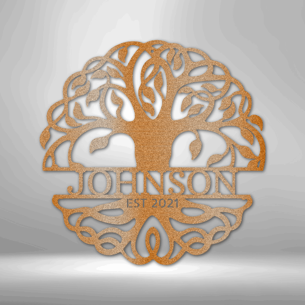 Personalized Fancy Tree of Life - 16-gauge Mild Steel Sign DrawDadDraw