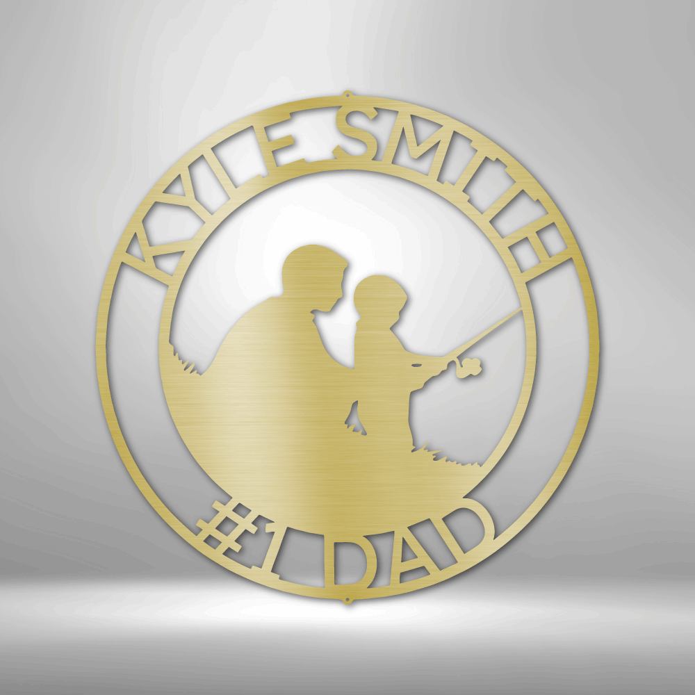 Personalized Father and Son Fishing - 16-Gauge Mild Steel Sign DrawDadDraw