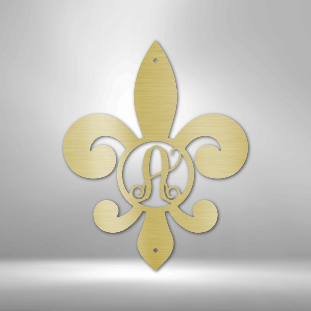 Personalized Fleur De Lis Initial - 16-gauge Mild Steel Sign DrawDadDraw