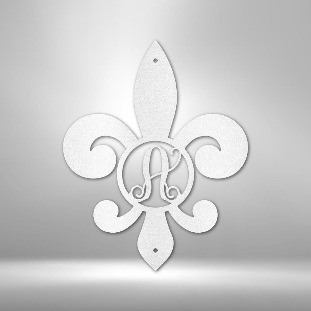 Personalized Fleur De Lis Initial - 16-gauge Mild Steel Sign DrawDadDraw