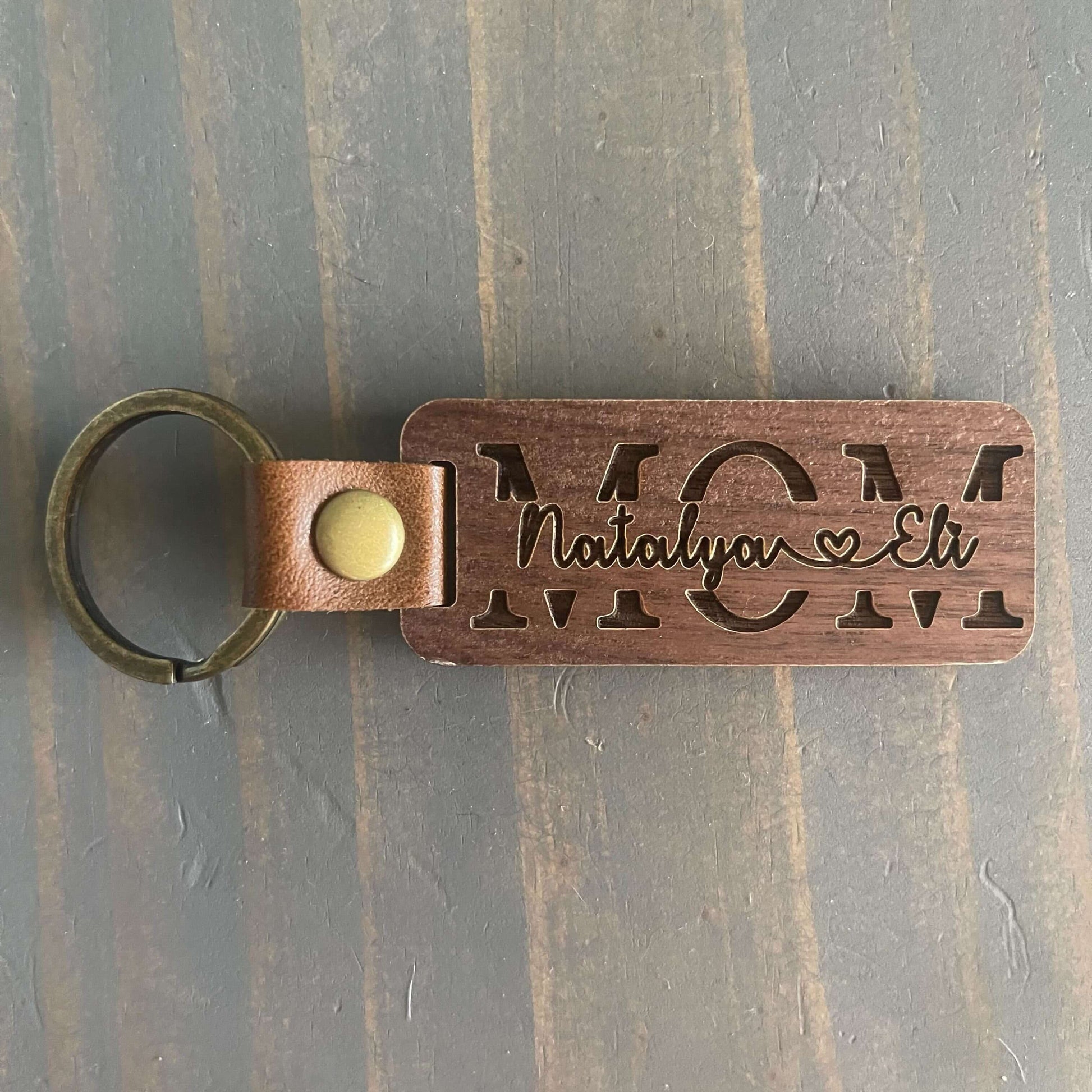 Personalized For Mom - Premium Walnut Keychain DrawDadDraw