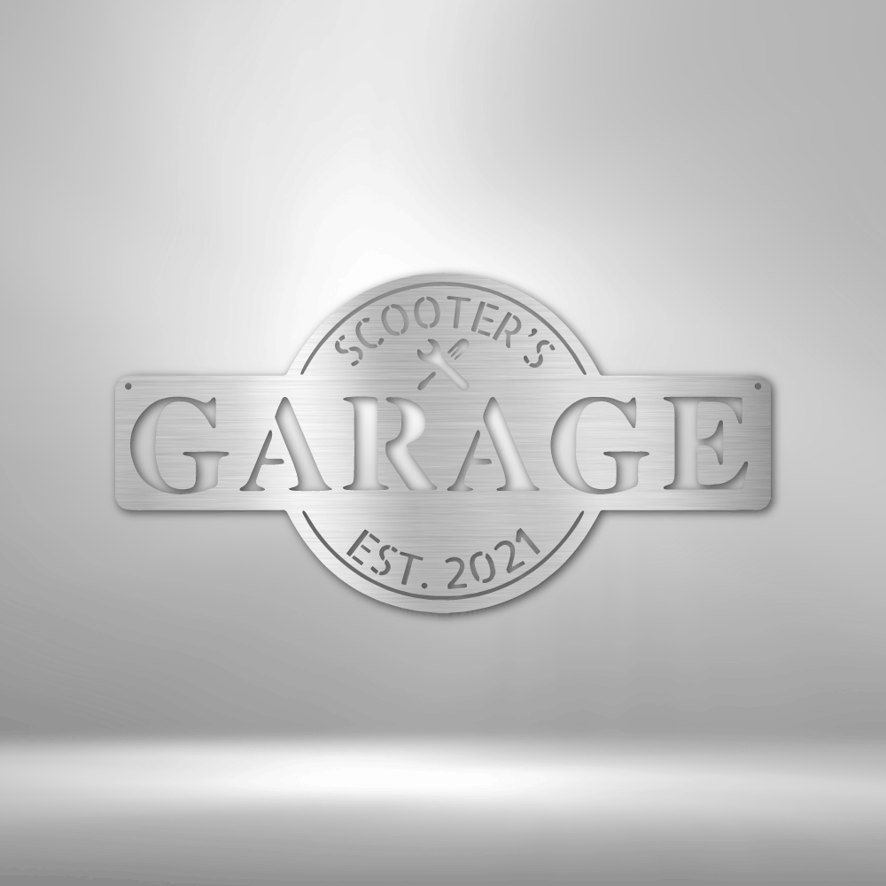 Personalized Garage Monogram - 16-gauge Mild Steel Sign DrawDadDraw