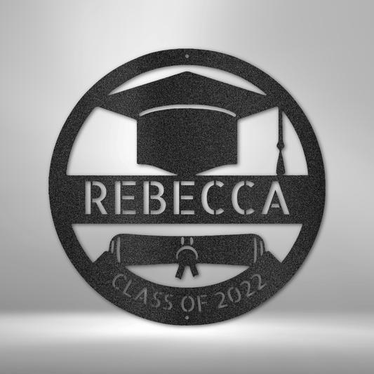 Personalized Grad Cap Monogram - 16-gauge Mild Steel Sign DrawDadDraw