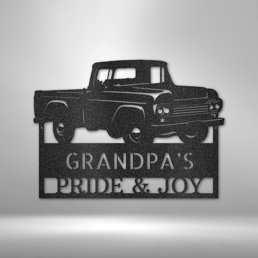 Personalized Grandpas Pickup Truck Monogram - 16-Gauge Mild Steel Sign DrawDadDraw