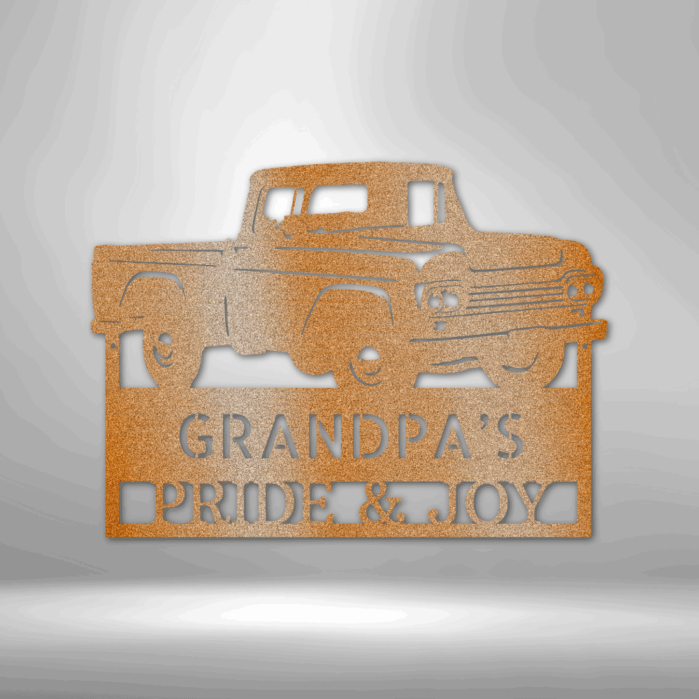 Personalized Grandpas Pickup Truck Monogram - 16-Gauge Mild Steel Sign DrawDadDraw
