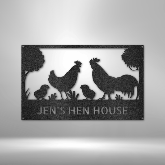 Personalized Hen House Monogram - 16-gauge Mild Steel Sign DrawDadDraw