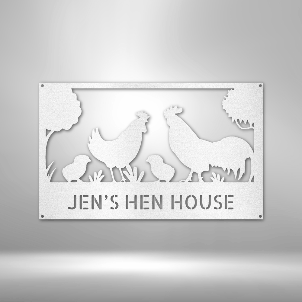 Personalized Hen House Monogram - 16-gauge Mild Steel Sign DrawDadDraw