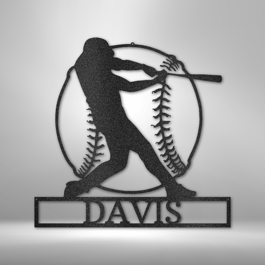 Personalized Home Run Monogram - 16-gauge Mild Steel Sign DrawDadDraw