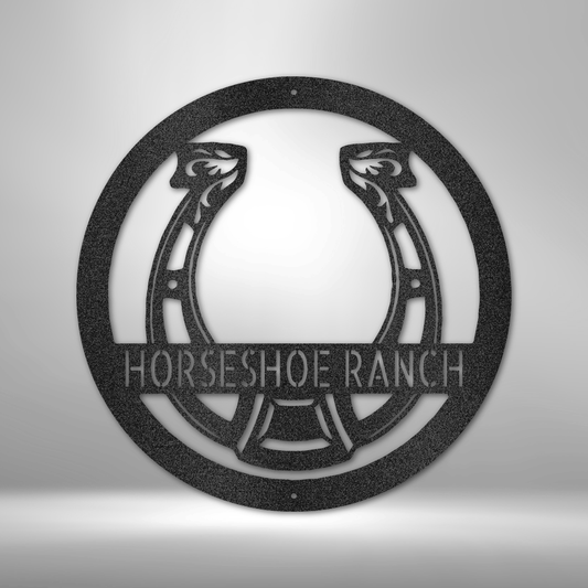 Personalized Horseshoe Circle - 16-gauge Mild Steel Sign DrawDadDraw