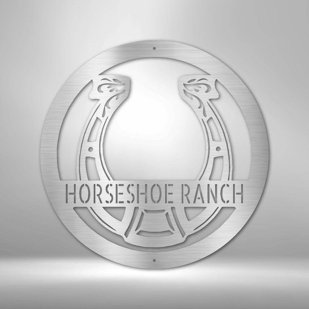 Personalized Horseshoe Circle - 16-gauge Mild Steel Sign DrawDadDraw