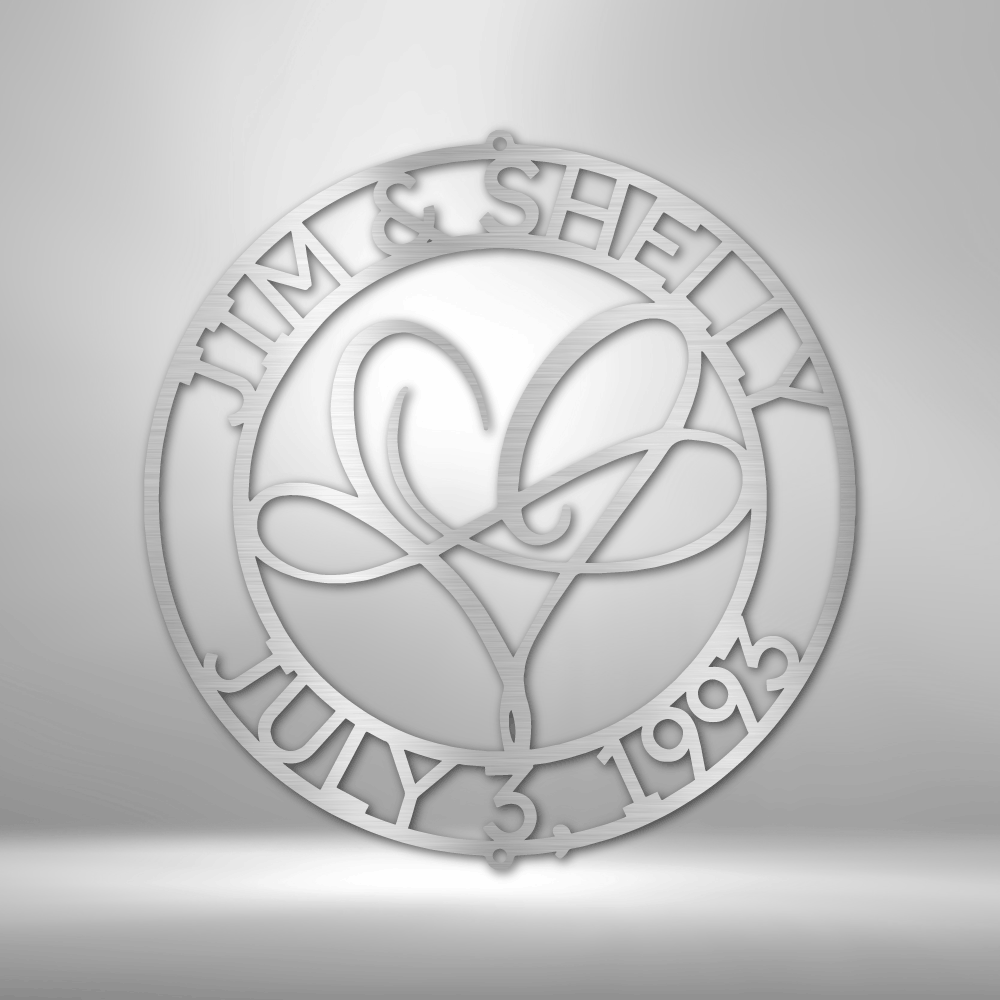 Personalized Infinite Love Monogram - 16-gauge Mild Steel Sign DrawDadDraw
