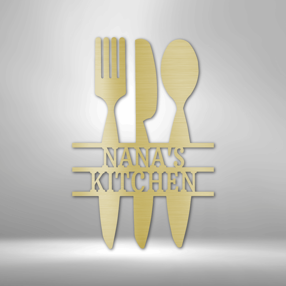 Personalized Kitchen Utensil Monogram - 16-gauge Mild Steel Sign DrawDadDraw