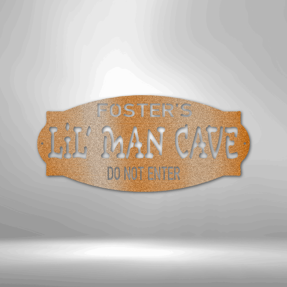 Personalized Lil Man Cave - 16-gauge Mild Steel Sign DrawDadDraw