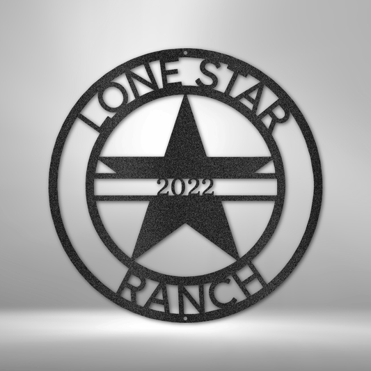 Personalized LoneStar 1 Monogram - 16-gauge Mild Steel Sign DrawDadDraw