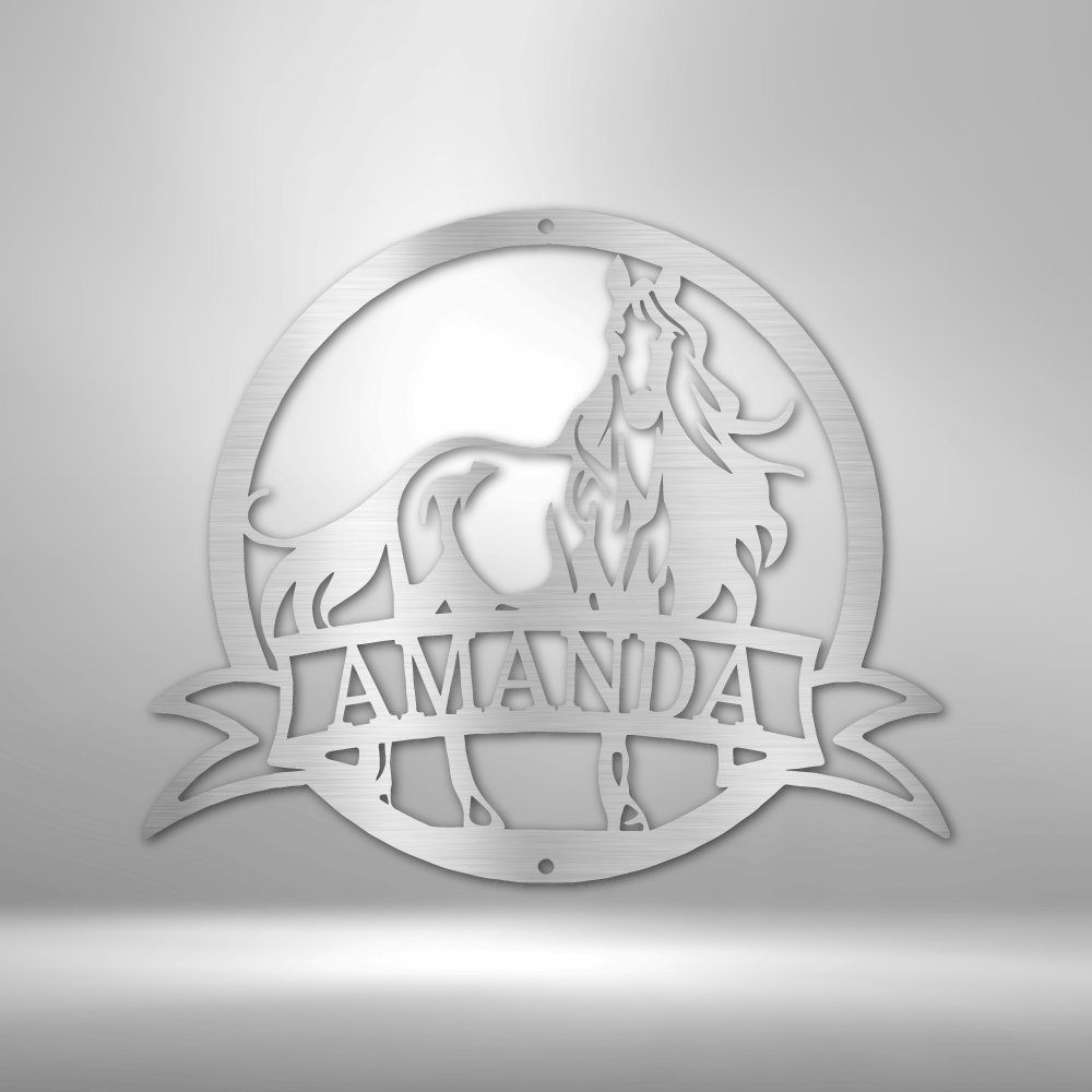 Personalized Majestic Horse Monogram - 16-gauge Mild Steel Sign DrawDadDraw