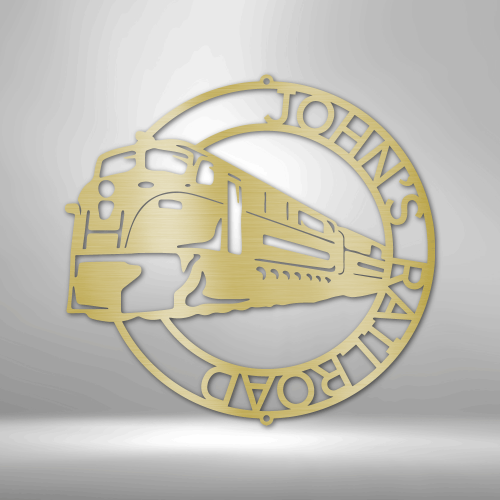 Personalized Modern Train Ring Monogram - 16-gauge Mild Steel Sign DrawDadDraw