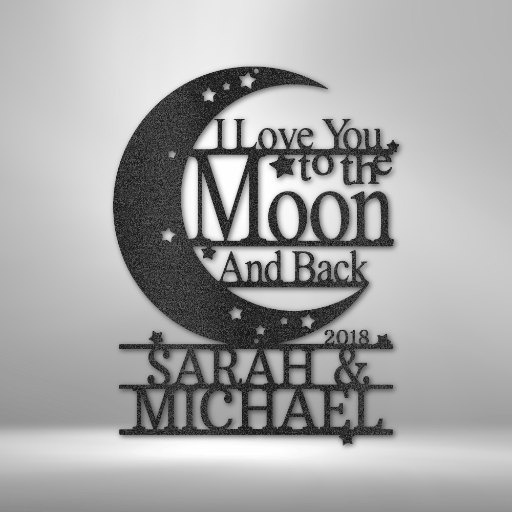 Personalized Moon and Back - 16-gauge Mild Steel Sign DrawDadDraw