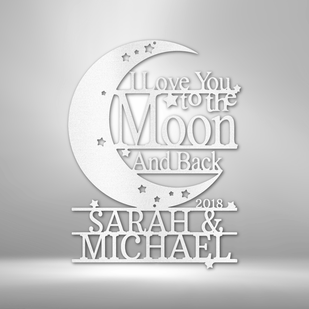 Personalized Moon and Back - 16-gauge Mild Steel Sign DrawDadDraw