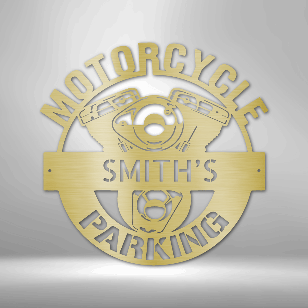 Personalized Motorcycle Parking - 16-gauge Mild Steel Sign DrawDadDraw