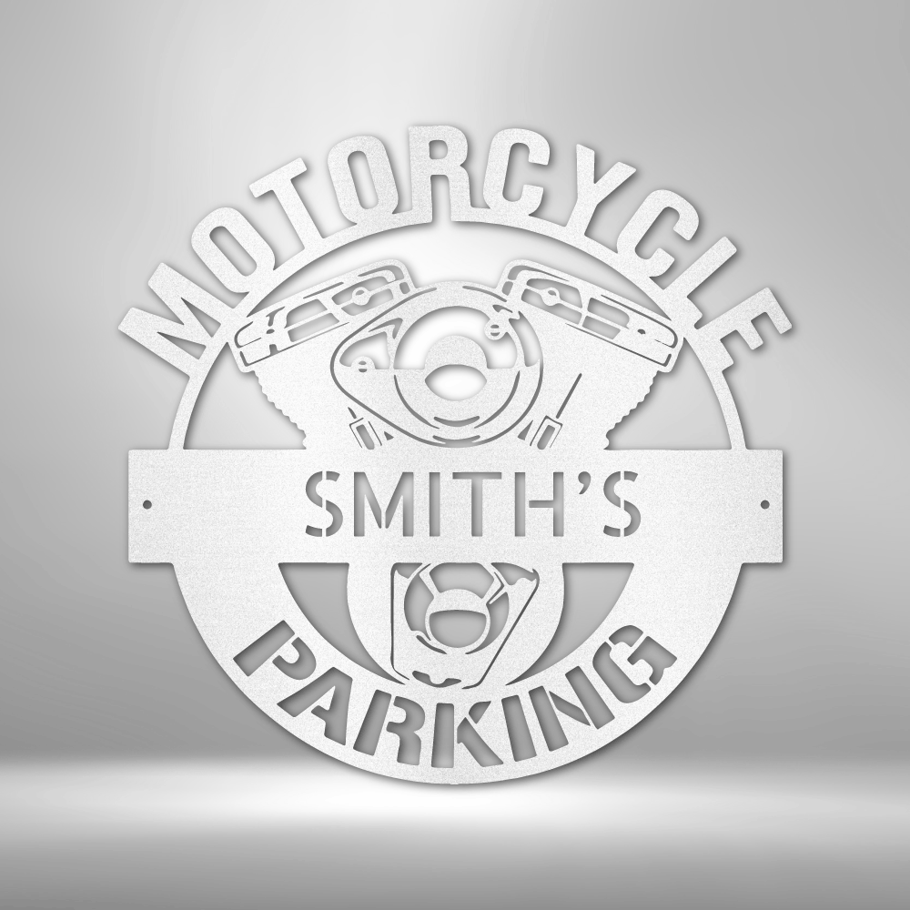 Personalized Motorcycle Parking - 16-gauge Mild Steel Sign DrawDadDraw