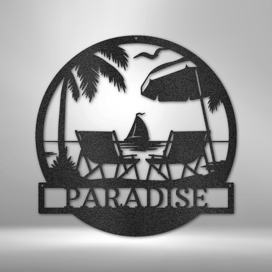 Personalized Paradise Monogram - 16-gauge Mild Steel Sign DrawDadDraw